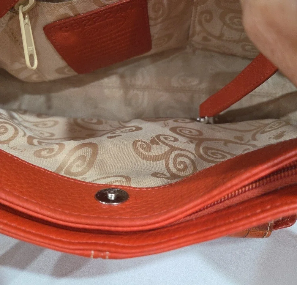 Brighton Loretta French Kiss Women's Red Leather Crossbody Bag with Heart Accent